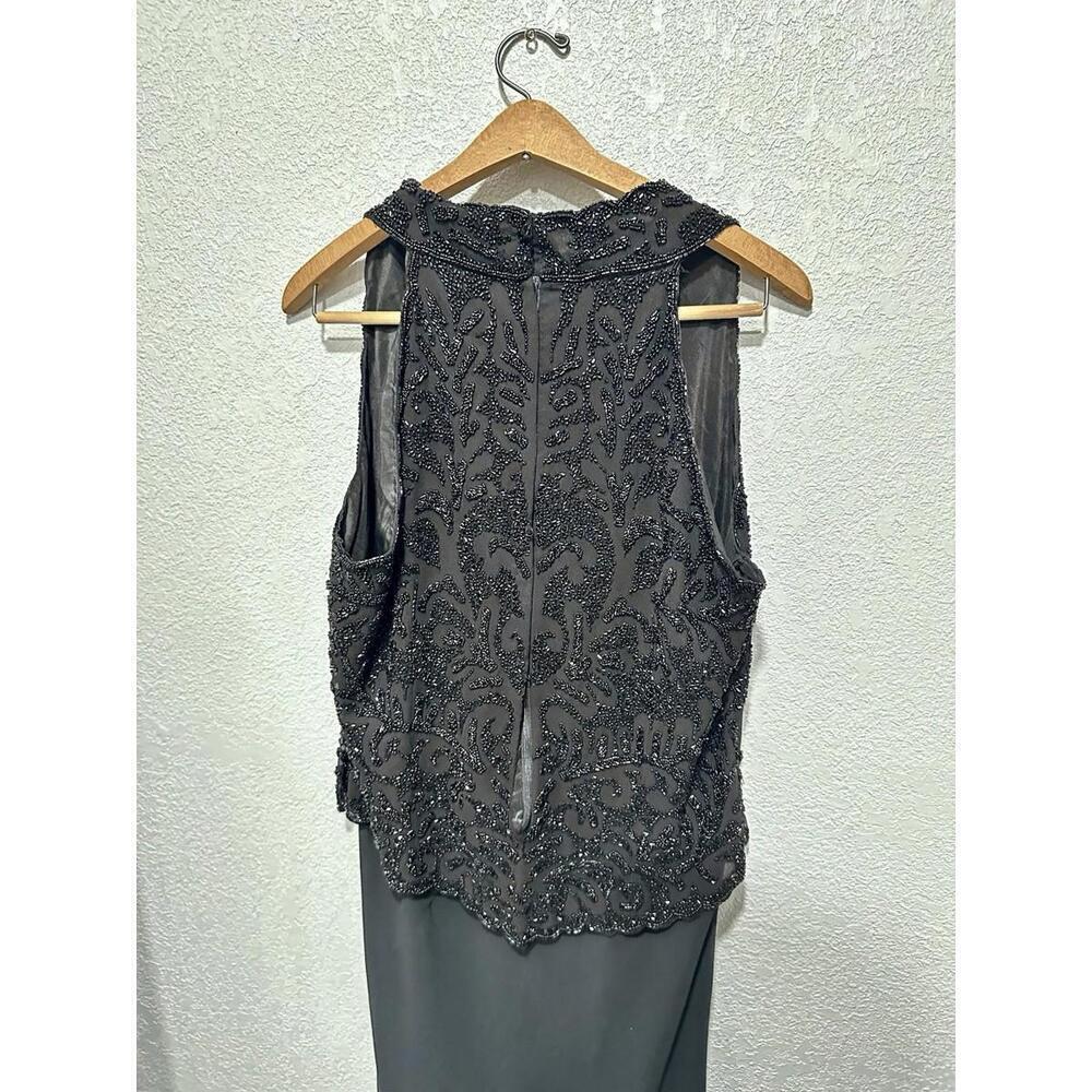 JKARA Black Beaded and Chiffon Evening Gown Size 14 - Picture 3 of 9